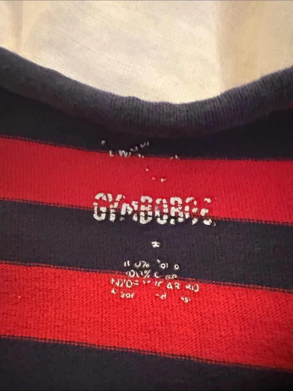 Gymboree Red and Navy Striped Long-Sleeve Pocket Tee